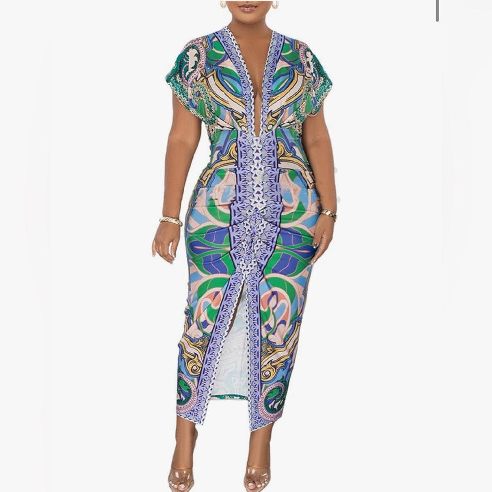 Vibrant Maxi Dress with Intricate Patterns